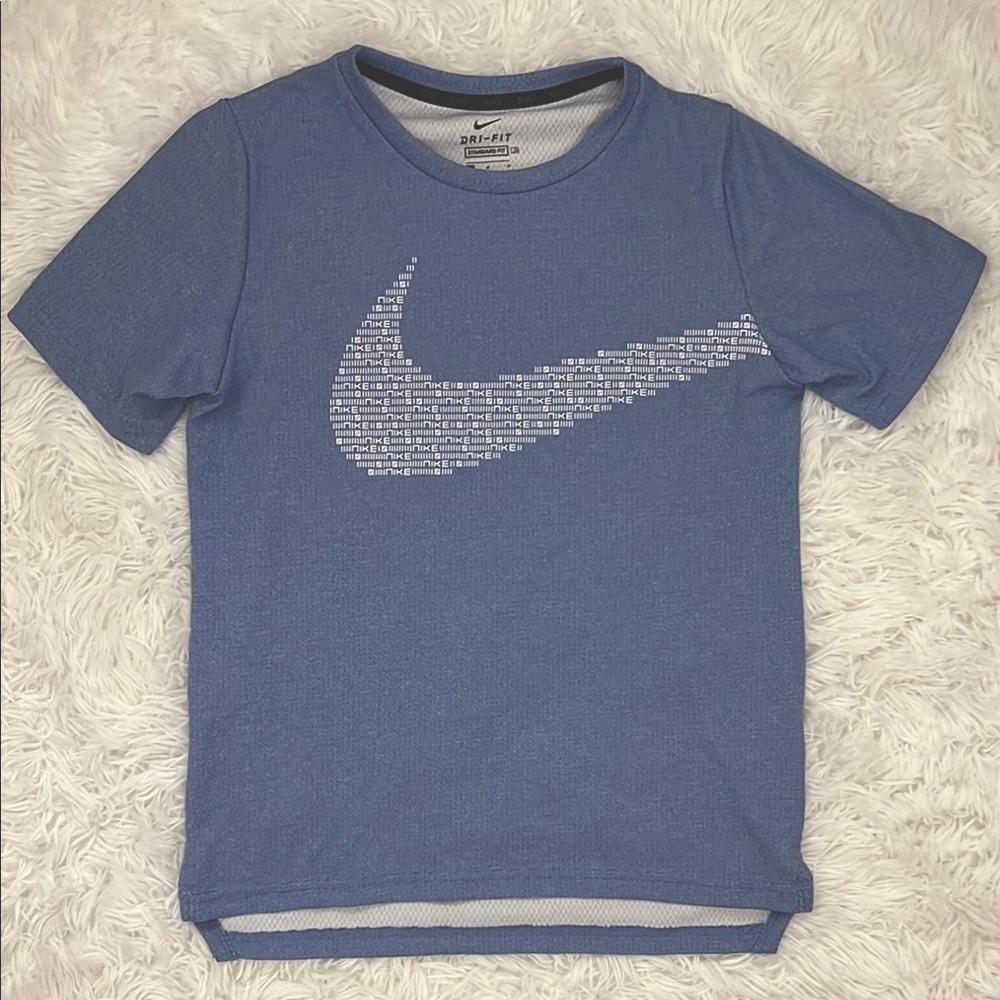 Nike Boys Dry Fit Nike Blue Logo Tee